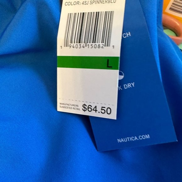 NAUTICA Large Solid Swim Trunks Shorts Color SpinnerBlue - Picture 4 of 6